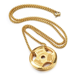 Collier avec pendentif haltère en or acier inoxydable avec citations de motivation