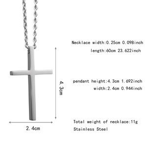 Spécifications détaillées du collier pendentif croix en acier inoxydable avec dimensions