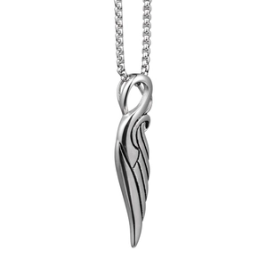 Collana hiphop con pendente ad ala in argento e catena a scatola per uomo e donna