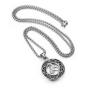 Hip hop style stainless steel Celtic knot pendant necklace with thick box chain jewelry