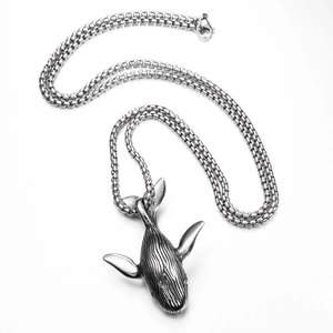 Minimalistische walvis hanger ketting in vintage roestvrij staal met box ketting voor uniseks
