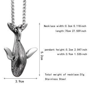 Detailweergave van de walvis hanger in roestvrij staal met exacte afmetingen en gewicht