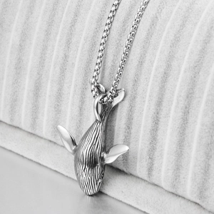 Hip Hop Roestvrij Staal Walvis Hanger Halsketting Vintage Dier Bultrug Walvis Hanger Streetwear Sieraden Voor Heren Dames