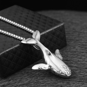 Hiphop walvis hanger ketting van zilverkleurig roestvrij staal met box ketting voor heren dames