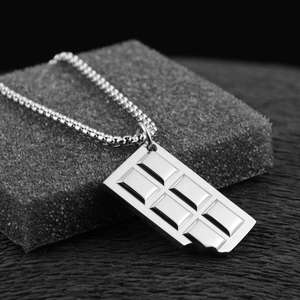 Stainless Steel Chocolate Bar Pendant Necklace Hip Hop Unisex Bitten Chocolate Shape Polished Fashion Jewelry Accessory Gift