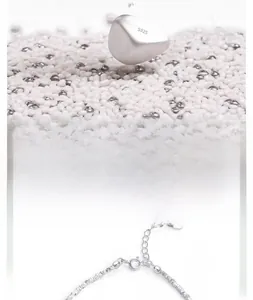 Detail of S925 sterling silver lily of the valley bracelet with heart charm and lobster clasp