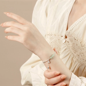 S925 Sterling Silver Bracelet With Hetian Jade Lily Of The Valley Butterfly Zirconia Pendant Elegant Jewelry For Women