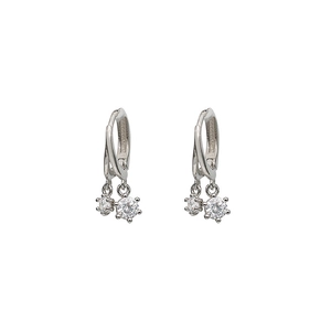 Boucles d'oreilles anneaux en argent S925 avec deux pendentifs en oxyde de zirconium