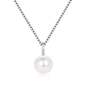Minimalistische parelketting met een witte 8mm parel en zilveren box-schakel