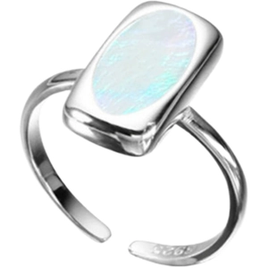Elegant 925 sterling silver square shell ring with an adjustable open design
