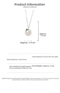 Detail of S925 silver necklace with jade pendant and green bamboo leaf enamel design