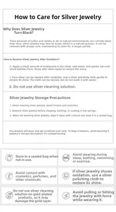 Detailed silver jewelry care guide with cleaning tips and storage instructions