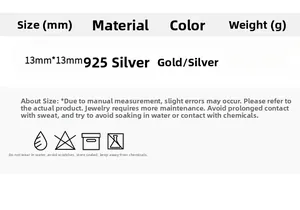 Guide des tailles boucles d'oreilles argent 925 13x13mm et conseils d'entretien