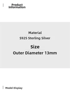 Detailed specifications showing S925 sterling silver material and 13mm outer diameter