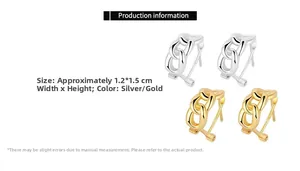 Détail macro de boucles d'oreilles à maillons or et argent, dimensions de 1,2x1,5 cm