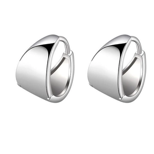 Minimalist silver geometric chunky triangle hoop earrings with high polished finish