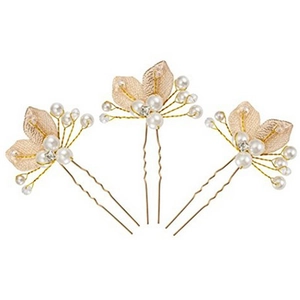 Épingle à Cheveux en Forme de U Feuille d'Or Baroque Avec Künstliche Perles d'Imitation Strass Accessoires Cheveux Mariage Femme Bijoux
