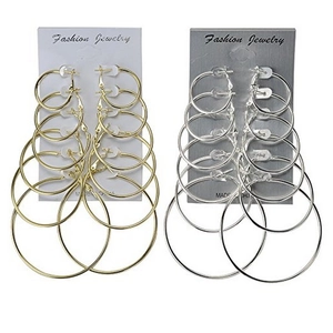 Ensemble de Boucles d'Oreilles Créoles Minimalistes en Alliage Lisse Cercle Bijoux de Mode pour Femmes Accessoires Quotidiens Or Argent Or Rose