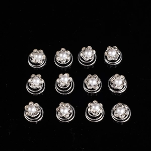 Épingles à Cheveux Spirale en Alliage d'Argent avec Fleurs en Strass et Künstliche Perles Blanches pour Mariée Mariage