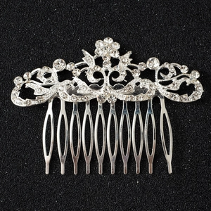 Vintage Silver Alloy Rhinestone Bridal Hair Comb Flower Leaf Design Wedding Headpiece For Women Banquet Party Accessories