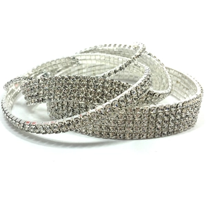 Funkelndes mehrreihiges Kristallarmband und Fußkettchen in Silber mit Strass-Einlage