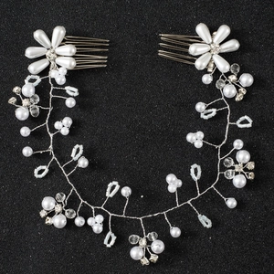 Braut Haarranke Handgefertigt Künstliche Perle Kristall Haarschmuck Silber Haarkamm Blumen Kopfschmuck Für Hochzeit Damen Party Schmuck