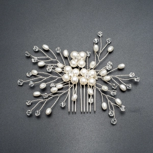Peigne à Cheveux de Mariée Fait Main Künstliche Perle Cristal Fleur Élégant Accessoires Cheveux Mariage pour Femme Blanc Fête