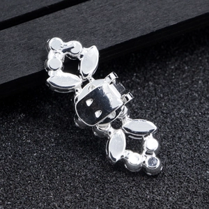 Elegant silver rhinestone shoe buckle and floral decorative clip in polished metal