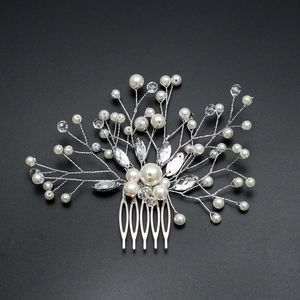 Eleganter Handgefertigter Braut Haarkamm Floral Kunstperle Strass Legierungsdraht Hochzeit Party Kopfschmuck Damen