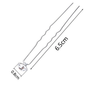 Épingle à cheveux argentée en U avec strass cristal de 0,8 cm pour coiffure mariée