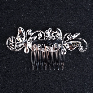 Pettine per capelli da sposa in argento con farfalla e strass per acconciature
