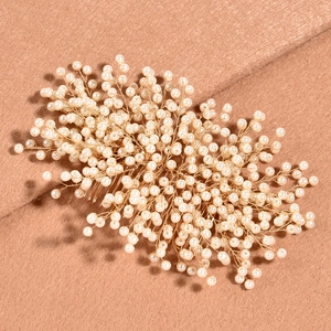Peigne à cheveux de mariée élégant avec perles blanches et fil doré pour coiffure de mariage