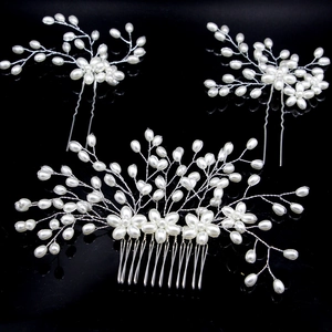 Peigne À Cheveux Et Épingles À Cheveux En Künstliche Perles Fleur Artisanale Coiffe De Mariée En Fil D'Alliage Accessoires Mariage Femmes