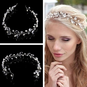 Handmade Bridal Hair Vine Artificial Pearl Crystal Wedding Headband For Women Gold Silver Rose Gold Elegant Floral Hair Accessory