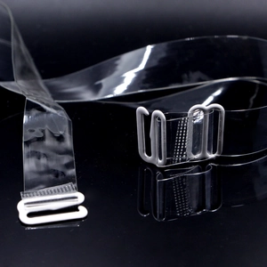 Dettaglio spalline trasparenti regolabili per reggiseno con ganci metallici