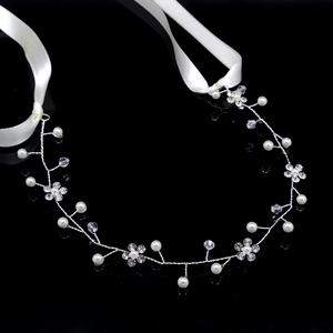 Handgemachte Blume Braut Haar Rebe Mit Künstlicher Künstliche Perle Und Kristall Legierung Hochzeit Kopfschmuck Damen Party Haarschmuck Gold Silber