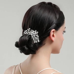 Pettine per Capelli da Sposa in Lega Con Fiori Foglie Künstliche Perle Strass Accessorio per Capelli Elegante Matrimonio Donna
