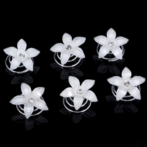 Bridal Flower Spiral Hair Pins Rhinestone Artificial Pearl White Resin Hair Twists Wedding Party Women Hair Accessories