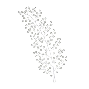 Peigne à cheveux de mariée fait main avec branches en fil argenté et perles blanches