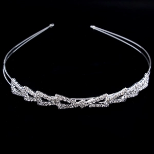 Serre-tête de mariée argenté élégant avec motifs géométriques et cristaux de strass brillants
