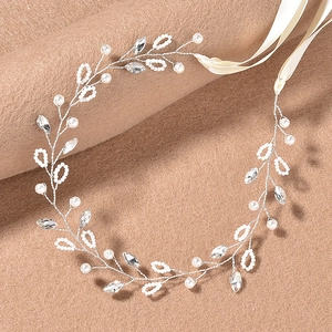Handgefertigte Braut Haarranke Künstliche Perle Strass Hochzeit Kopfschmuck Silber Gold Blatt Haarband Für Bräute Damen Haarschmuck