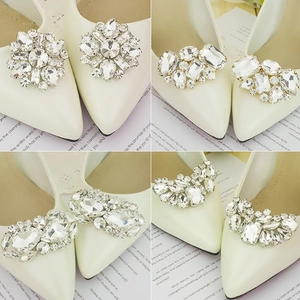 Luxury Alloy Rhinestone Shoe Buckles Removable Crystal Shoe Clips For Bridal Wedding Party Elegant Footwear Decoration