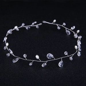 Bridal Hair Vine Crystal Artificial Pearl Copper Wire Wedding Headpiece Elegant Handmade Floral Hair Accessory For Women Party