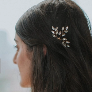 Épingles à Cheveux en Alliage Künstliche Perle Strass pour Femmes Design Branche de Feuille en Forme de U Accessoires de Cheveux Mariage