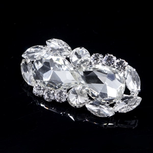 Sparkling crystal shoe clips for bridal footwear with tear-drop and marquise cut stones