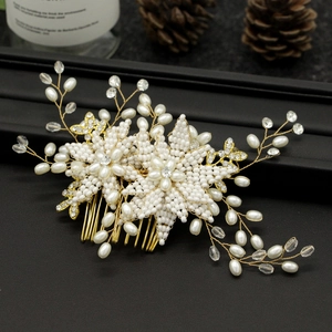 Handgefertigter Blumen Künstliche Perlen Braut Haarkamm Strass Legierung Eleganter Hochzeit Haarschmuck Für Damen Party Styling