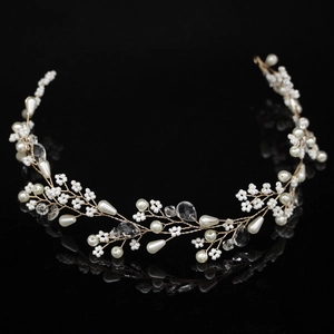 Vigne de Cheveux de Mariée Élégante Fait à la Main Künstliche Perle Cristal Floral Coiffe pour Femmes Mariage Fête Bijoux Or Argent