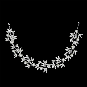 Vigne de Cheveux de Mariée Feuille en Alliage Strass Fleur Accessoires de Cheveux pour Mariage Fête Femme Bijoux Künstliche Perles
