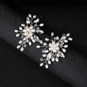 Clips de chaussures de mariée élégants avec perles et cristaux en design floral
