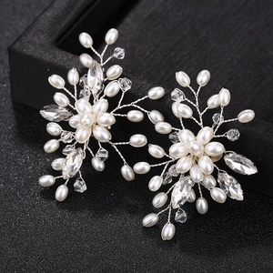 Clips de Chaussures Faits Main Künstliche Perles et Strass Boucles de Chaussures de Mariage en Cristal Floral pour Talons Hauts Femmes
